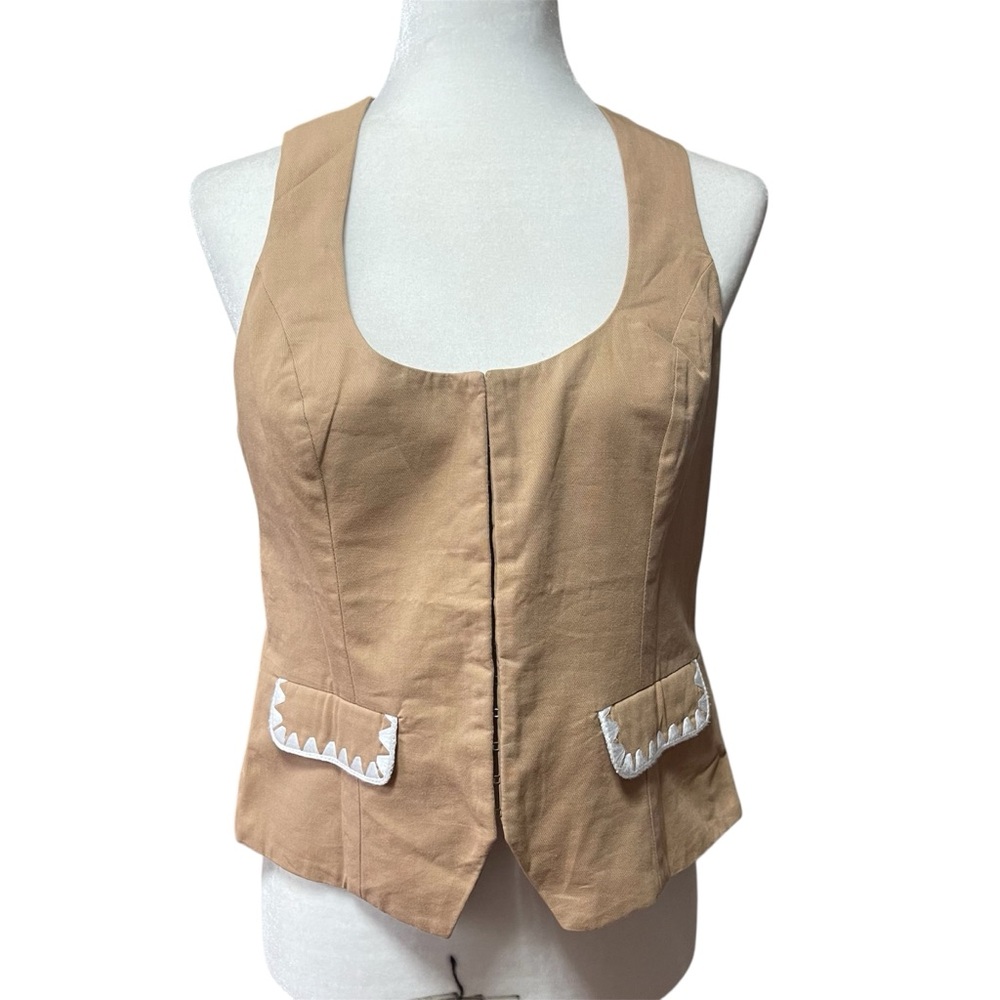 NEW Mon Renn Tan Lisle Vest Top US L